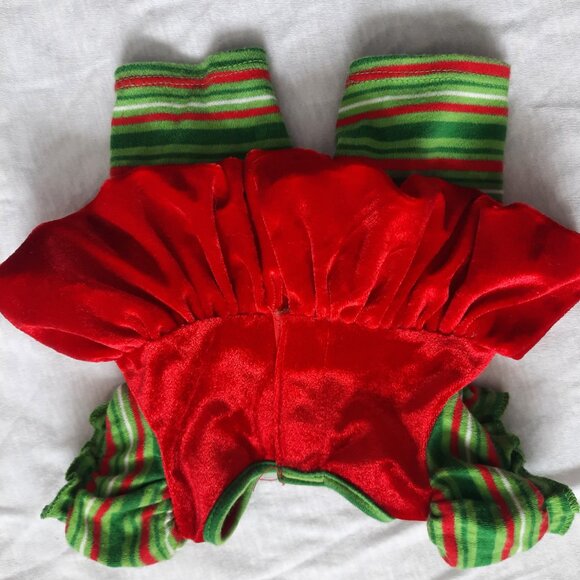 Build a Bear Christmas Outfit Elf Suit Dress, Red Green Velvety BAB - Picture 3 of 4